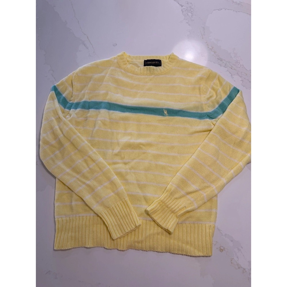 Simsbury Women's Yellow Striped Crewneck Pullover Sweater Medium